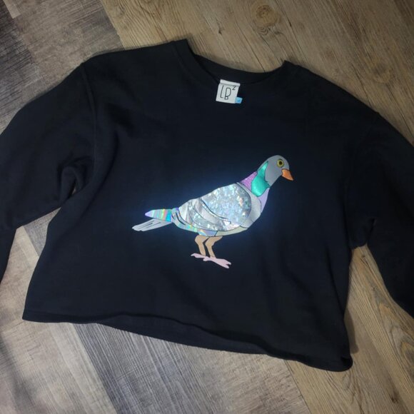 LB2 Montreal Holographic Pigeon Unique Cropped Sweater - Size Large - Picture 1 of 8